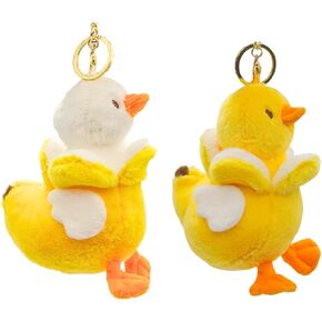 YUKEI 1 Pair Cute Banana Duck Plush Keychain - Ultra-Soft Filling, Adorable & Durable Soft Plush Toy Duck Stuffed Animal in Kuwait
