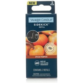 Yankee Candle Car Jar Air Freshener Sidekick Refill for Visor Clip, Vent Clip, or Pendant - Spiced Pumpkin (2 Pack)