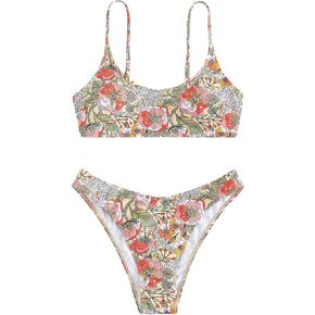 طقم بيكيني نسائي من SOLY HUX مطبوع عليه زهور لباس سباحة مكون من قطعتين in Kuwait