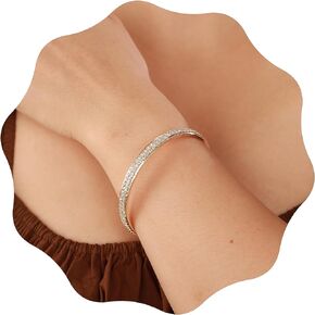 YERTTER Simple Silver Gold Punk Open Cuff Rhinestone Bangle Bracelet Crystal Bangle Bracelet Gift for Women Brides for Prom Party Wedding Dating