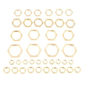 Gold Thin Nut Brass Lock Nut Assortment 40pcs Assorted G1/8 G1/4 G3/8 G1/2 G3/4 G1 Thread Pipe Fitting Brass Hex Lock Nuts Thin Nut