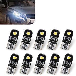 10 PCS 194 LED Bulbs, T10 2835 W5W 2SMD Chipsets 6000K White License Plate Lights, Replacement for Car Interior Trunk Dome Map Door Reading Side Marker Lights