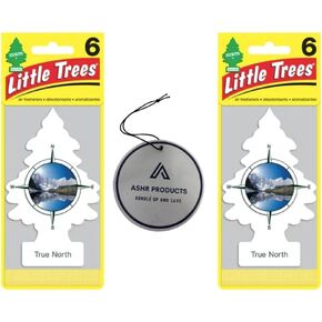 LITTLE TREES Air Fresheners Hanging Tree Provides Long Lasting Scent for Auto or Home RV, 12 Air Fresheners Car Air Freshener Bundle with Bonus "AHSR Air Freshener" (Black Ice)