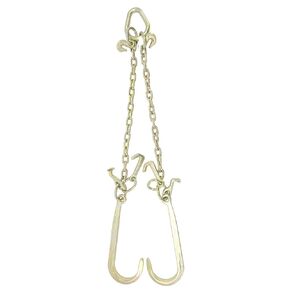 Mytee Products 5/16"x3' Leg Grade 70 V-Chain Bridle Tow w/ 15" Large Shank J Hook, T-J Hook & Grab Hooks for Towing - 4700 LBS WLL Tow Truck Chain Accessories for Flatbed Trailer Wrecker Recovery