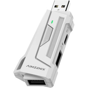 AX200 PC Gaming Keyboard and Mouse Adapter for PC, App Customization with Smart Joystick Function, 1000Hz Reporting Rate, Flex Mapping, Boot-Free, White