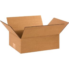 Partners Brand P1294100PK Flat Corrugated Boxes, 12" L x 9" W x 4" H, Kraft (Pack of 100)