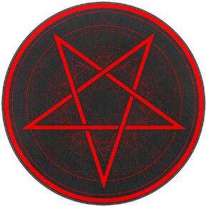 Red Pentagram Circle Round Area Rug Non-Slip Floor Mats Polyester Throw Rugs Floor Carpet for Door Entryway Bedrooms Living Room Decor, 27.6"x27.6"