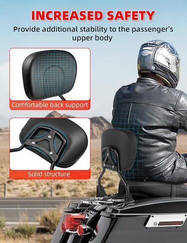 وسادة مسند ظهر للركاب الخلفي قابلة للفصل من Amazicha 97-08 متوافقة مع Harley Davidson Touring Street Glide، Road King، Road Glide، Electra Glide 1997-2008 (أسود لامع) in Kuwait