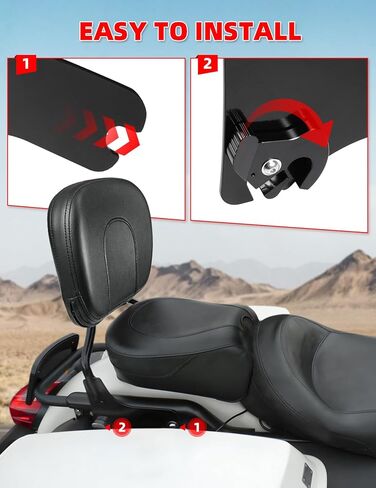 وسادة مسند ظهر للركاب الخلفي قابلة للفصل من Amazicha 97-08 متوافقة مع Harley Davidson Touring Street Glide، Road King، Road Glide، Electra Glide 1997-2008 (أسود لامع) in Kuwait