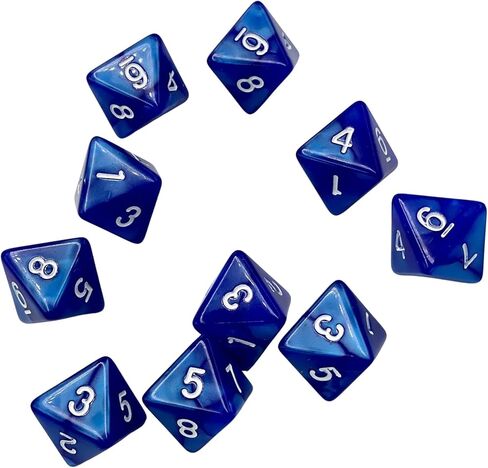 D8 Polyhedral Dice Set - 8-Sided Dice with Numbers | Ideal for Board Games, Classroom Activities, Party Table & Gaming Fun (10-Pieces, Color: Blue, Size: 1.6cm/0.63in) in Saudi Arabia