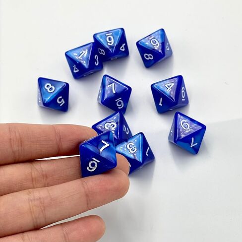 D8 Polyhedral Dice Set - 8-Sided Dice with Numbers | Ideal for Board Games, Classroom Activities, Party Table & Gaming Fun (10-Pieces, Color: Blue, Size: 1.6cm/0.63in) in Saudi Arabia
