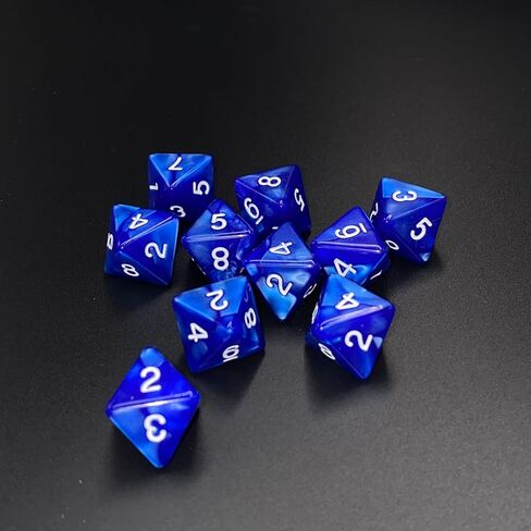 D8 Polyhedral Dice Set - 8-Sided Dice with Numbers | Ideal for Board Games, Classroom Activities, Party Table & Gaming Fun (10-Pieces, Color: Blue, Size: 1.6cm/0.63in) in Saudi Arabia