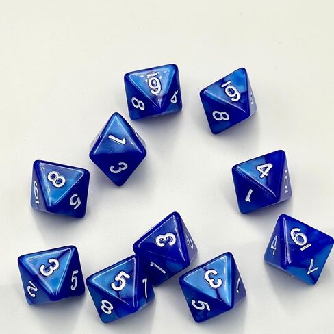 D8 Polyhedral Dice Set - 8-Sided Dice with Numbers | Ideal for Board Games, Classroom Activities, Party Table & Gaming Fun (10-Pieces, Color: Blue, Size: 1.6cm/0.63in) in Saudi Arabia