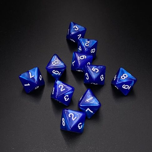 D8 Polyhedral Dice Set - 8-Sided Dice with Numbers | Ideal for Board Games, Classroom Activities, Party Table & Gaming Fun (10-Pieces, Color: Blue, Size: 1.6cm/0.63in) in Saudi Arabia