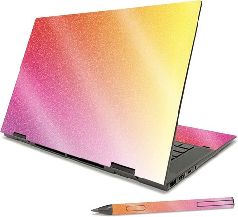 MightySkins Glossy Glitter Skin Compatible with HP Envy x360 15" (2021) - Aqua Swirl | Protective, Durable High-Gloss Glitter Finish | Easy to Apply, Remove, and Change Styles | Made in The USA in Saudi Arabia