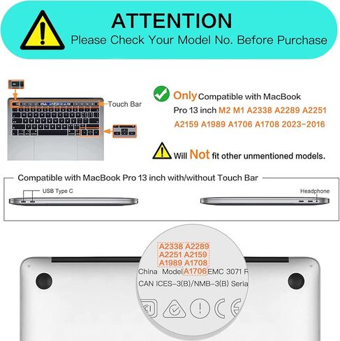 MOSISO Compatible with MacBook Pro 13 inch Case M2 2024, 2023, 2021-2016 A2338 M1 A2251 A2289 A2159 A1989 A1708 A1706, Plastic Peony Hard Shell&Bag&Keyboard Cover&Webcam Cover&Screen Protector, Black in Saudi Arabia