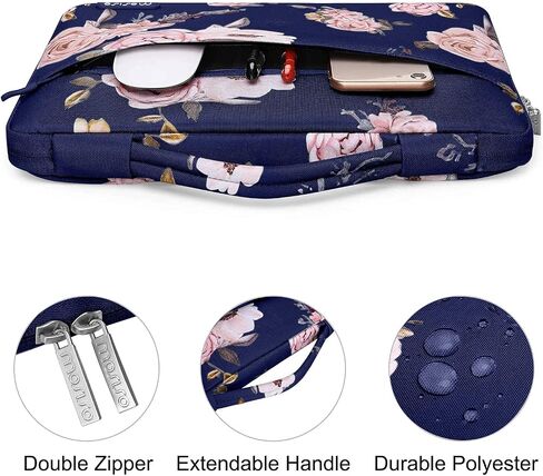 MOSISO Compatible with MacBook Pro 13 inch Case M2 2024, 2023, 2021-2016 A2338 M1 A2251 A2289 A2159 A1989 A1708 A1706, Plastic Peony Hard Shell&Bag&Keyboard Cover&Webcam Cover&Screen Protector, Black in Saudi Arabia