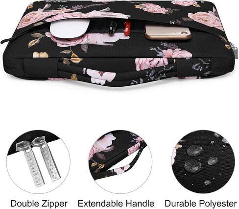 MOSISO Compatible with MacBook Pro 13 inch Case M2 2024, 2023, 2021-2016 A2338 M1 A2251 A2289 A2159 A1989 A1708 A1706, Plastic Peony Hard Shell&Bag&Keyboard Cover&Webcam Cover&Screen Protector, Black in Saudi Arabia