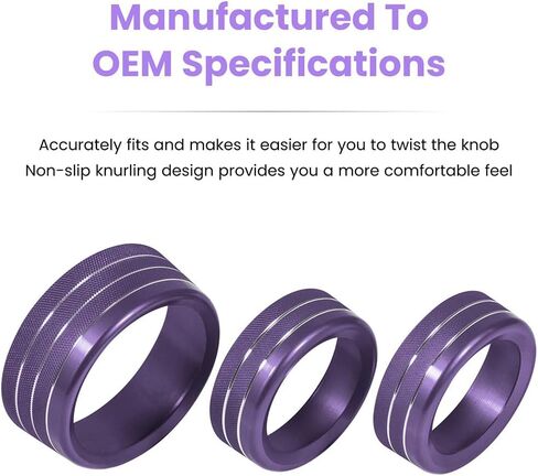 3pcs Knob Cover Button Ring Air Conditioning Knob Ring Car Interior Accessories Car Gadgets Car Bling Accessories Auto Knobs Ring Decorations Refit Purple Aluminum Alloy, 34922DI7U014S in Saudi Arabia