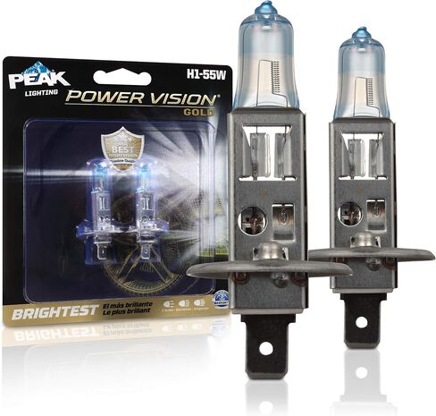 المصابيح الأمامية PEAK Power Vision Gold Automotive High Performance H1 55W (عبوتان) in Kuwait