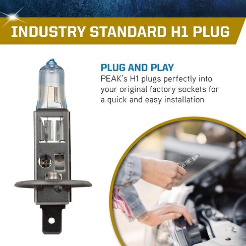 المصابيح الأمامية PEAK Power Vision Gold Automotive High Performance H1 55W (عبوتان) in Kuwait
