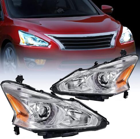 Nilight Headlight Assembly for 2013 2014 2015 Altima 4 Door Sedan Advance Base Exclusive SL S SV Sense Sedan 4 Door Replacement Headlamp Clear Projector Black Housing Amber Reflector in Saudi Arabia