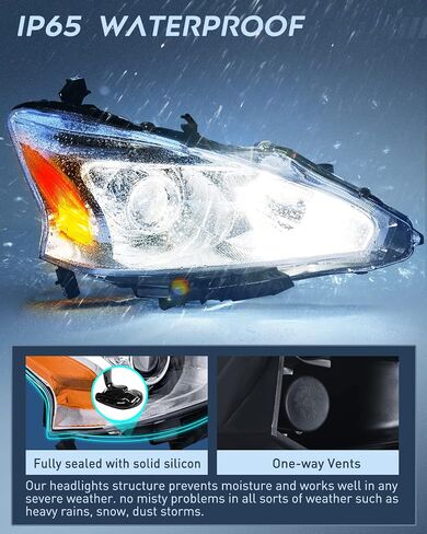 Nilight Headlight Assembly for 2013 2014 2015 Altima 4 Door Sedan Advance Base Exclusive SL S SV Sense Sedan 4 Door Replacement Headlamp Clear Projector Black Housing Amber Reflector in Saudi Arabia