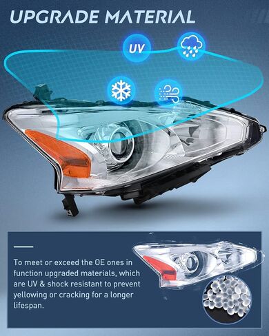Nilight Headlight Assembly for 2013 2014 2015 Altima 4 Door Sedan Advance Base Exclusive SL S SV Sense Sedan 4 Door Replacement Headlamp Clear Projector Black Housing Amber Reflector in Saudi Arabia
