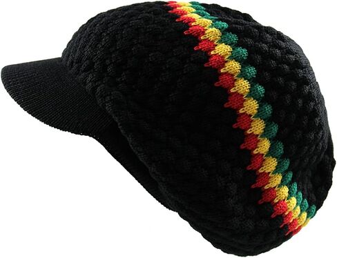 Rasta Hat for Dreadlocks.Beanie hat with Rasta Stripe.(RH4) Mens Tams. Jamaican Style Hats for Men and Women. in Saudi Arabia