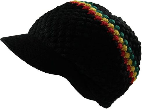 Rasta Hat for Dreadlocks.Beanie hat with Rasta Stripe.(RH4) Mens Tams. Jamaican Style Hats for Men and Women. in Saudi Arabia