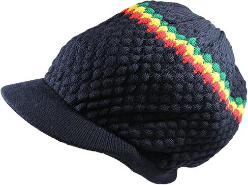 Rasta Hat for Dreadlocks.Beanie hat with Rasta Stripe.(RH4) Mens Tams. Jamaican Style Hats for Men and Women. in Saudi Arabia