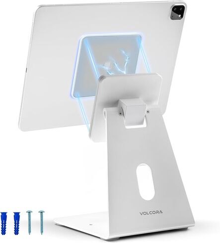Volcora Universal Magnetic Tablet Stand for Desk Wall Mount iPad Holder with Seperable Magnetic Board and Rotatable Back Panel, Heavy Duty, for Samsung Android Tablets, Kindle, Black in Saudi Arabia