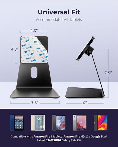 Volcora Universal Magnetic Tablet Stand for Desk Wall Mount iPad Holder with Seperable Magnetic Board and Rotatable Back Panel, Heavy Duty, for Samsung Android Tablets, Kindle, Black in Saudi Arabia