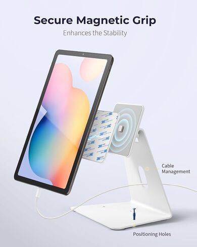 Volcora Universal Magnetic Tablet Stand for Desk Wall Mount iPad Holder with Seperable Magnetic Board and Rotatable Back Panel, Heavy Duty, for Samsung Android Tablets, Kindle, Black in Saudi Arabia