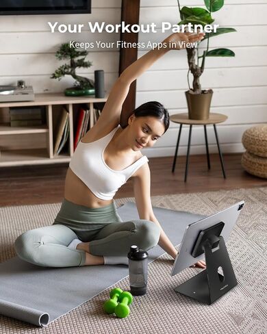Volcora Universal Magnetic Tablet Stand for Desk Wall Mount iPad Holder with Seperable Magnetic Board and Rotatable Back Panel, Heavy Duty, for Samsung Android Tablets, Kindle, Black in Saudi Arabia