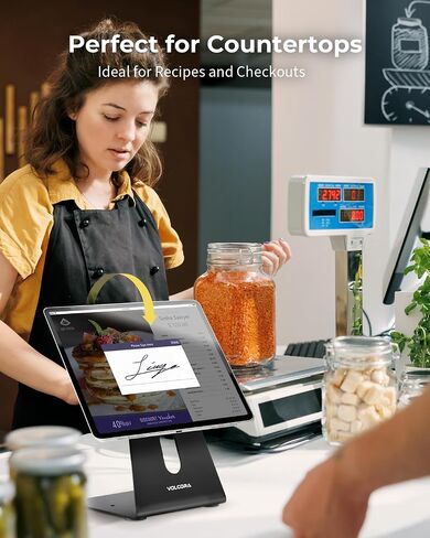 Volcora Universal Magnetic Tablet Stand for Desk Wall Mount iPad Holder with Seperable Magnetic Board and Rotatable Back Panel, Heavy Duty, for Samsung Android Tablets, Kindle, Black in Saudi Arabia
