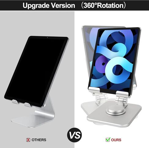 Aluminum Adjustable Cell Phone Stand with 360°Rotating Base, Heavy Duty Foldable Stand for All 4-12.9 Inches Phone and Ipad (Black) in Saudi Arabia