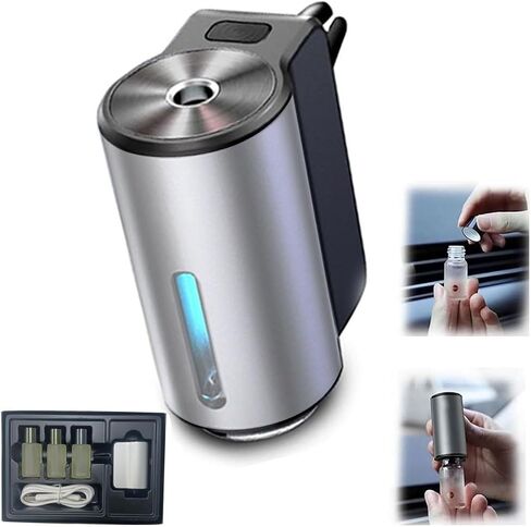 Smart Car Air Freshener Diffuser, Smart Car Air Freshener with Three Adjustable, Aromatizante para Carro Inteligente Intelligent Car Aroma (Diffuser，Silver) in Saudi Arabia