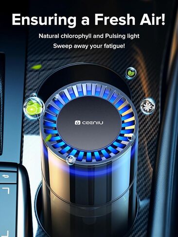 Ceeniu 2024 معطر هواء السيارة الجديد، تشغيل/إيقاف تلقائي، متعدد الأوضاع قابل للتعديل، ضوء محيط أزرق، 135 مل آخر 6 أشهر، عطر فرنسي طبيعي، معطرات السيارة CF3، أفضل موزع للسيارة، ثلج النعناع in Kuwait