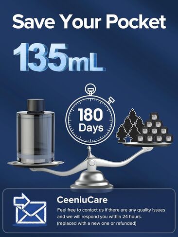 Ceeniu 2024 معطر هواء السيارة الجديد، تشغيل/إيقاف تلقائي، متعدد الأوضاع قابل للتعديل، ضوء محيط أزرق، 135 مل آخر 6 أشهر، عطر فرنسي طبيعي، معطرات السيارة CF3، أفضل موزع للسيارة، ثلج النعناع in Kuwait