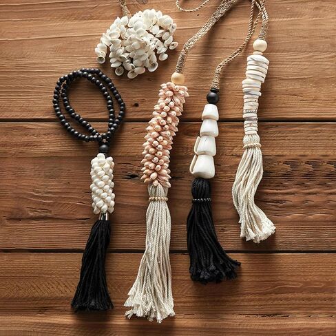 47th & Main Hanging Beach Décor Boho Style Twine Tassels, 27" Long, Ivory Shells in Saudi Arabia