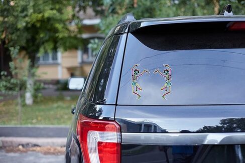 Skeleton Skull Stickers Trippy Grateful Steal Your face Rock Band Dancing Halloween Car Decals bumper stickers Laptop Windows Truck. Pack of 2 Dancing Skeletons Vinyls 6 inch. Hippie Rainbow Skeleton. in Saudi Arabia