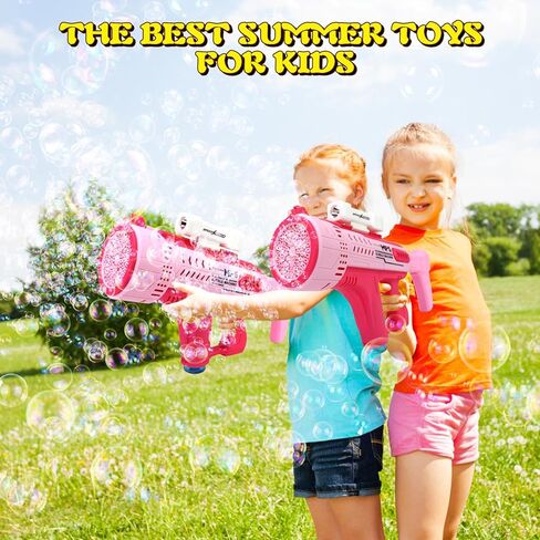 مسدس فقاعات آلي، 57 فتحة، مسدس فقاعات أوتوماتيكي مع ضوء LED ملون ومحلول فقاعات كبير قابل لإعادة الشحن للأطفال، لعبة صيفية خارجية، هدايا حفلات الزفاف وأعياد الميلاد (أزرق) in Kuwait