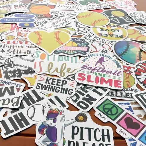 100 قطعة من ملصقات الكرة اللينة، ملحقات الكرة اللينة للفتيات، هدايا الكرة اللينة، ملصقات خوذة الكرة اللينة للفتيات، هدايا حفلات الكرة اللينة، هدايا الكرة اللينة للفريق، أشياء الكرة اللينة، ملصق من الفينيل لزجاجات المياه in Kuwait