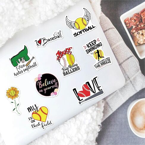 100 قطعة من ملصقات الكرة اللينة، ملحقات الكرة اللينة للفتيات، هدايا الكرة اللينة، ملصقات خوذة الكرة اللينة للفتيات، هدايا حفلات الكرة اللينة، هدايا الكرة اللينة للفريق، أشياء الكرة اللينة، ملصق من الفينيل لزجاجات المياه in Kuwait