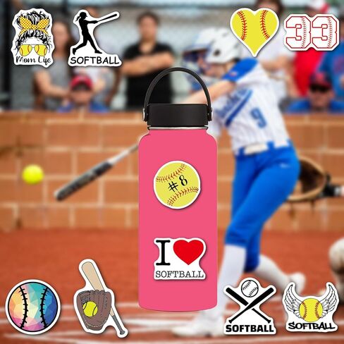 100 قطعة من ملصقات الكرة اللينة، ملحقات الكرة اللينة للفتيات، هدايا الكرة اللينة، ملصقات خوذة الكرة اللينة للفتيات، هدايا حفلات الكرة اللينة، هدايا الكرة اللينة للفريق، أشياء الكرة اللينة، ملصق من الفينيل لزجاجات المياه in Kuwait