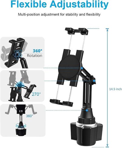woleyi Universal Cup Holder Tablet Mount for Car Vehicle, Truck, Treadmill, Wheelchair, Golf Cart, Boat and More Cupholder for iPad Pro/Air/Mini, Galaxy Tabs, iPhone, All 4-13" Smartphones and Tablets in Saudi Arabia