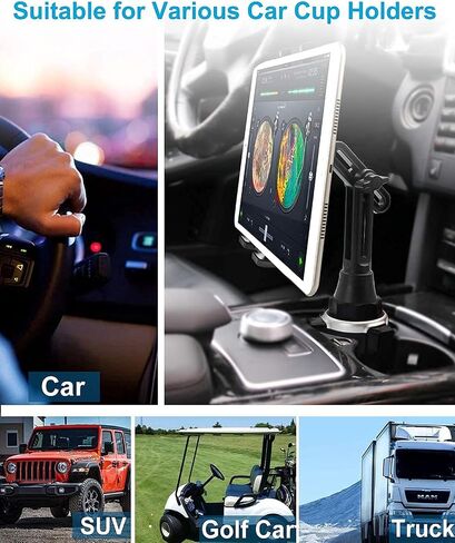 woleyi Universal Cup Holder Tablet Mount for Car Vehicle, Truck, Treadmill, Wheelchair, Golf Cart, Boat and More Cupholder for iPad Pro/Air/Mini, Galaxy Tabs, iPhone, All 4-13" Smartphones and Tablets in Saudi Arabia