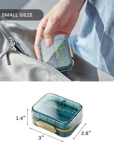 1 Pack Travel Pill Organizer, 7 Compartments Pill Box, Daily Portable Pill Case to Hold Vitamins, Pill Container for Pocket Purse Medicine Organizer (3"x2.8") in Saudi Arabia