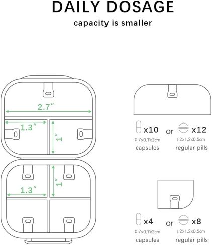 1 Pack Travel Pill Organizer, 7 Compartments Pill Box, Daily Portable Pill Case to Hold Vitamins, Pill Container for Pocket Purse Medicine Organizer (3"x2.8") in Saudi Arabia